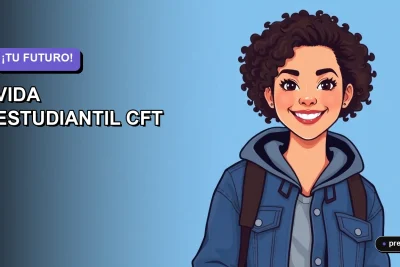 Ilustración plana y moderna de una joven estudiante sonriente, representando la experiencia única y práctica de estudiar en un Centro de Formación Técnica. Todo el enfoque está en ella, con un fondo de gradiente suave y vacío a la izquierda, transmitiendo un ambiente de oportunidades y aprendizaje enfocado.